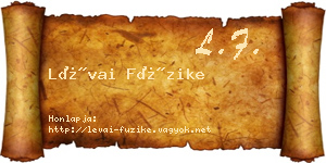Lévai Füzike névjegykártya